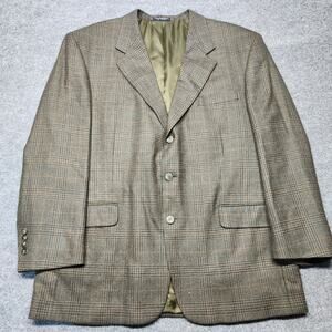 Men's Jones New York Lambswool Glen Plaid Houndstooth Suit Jacket 46R 3 Button